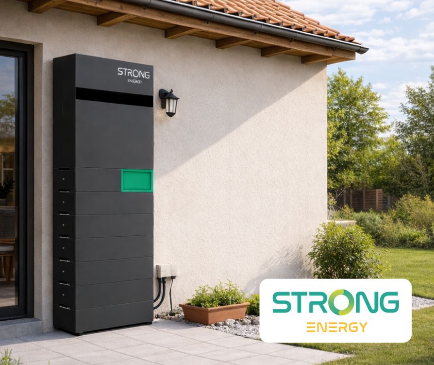 Strong Energy Stromspeicher an einem Einfamilienhaus für Photovoltaikanlagen bei Solarstrom Konzepte GmbH
